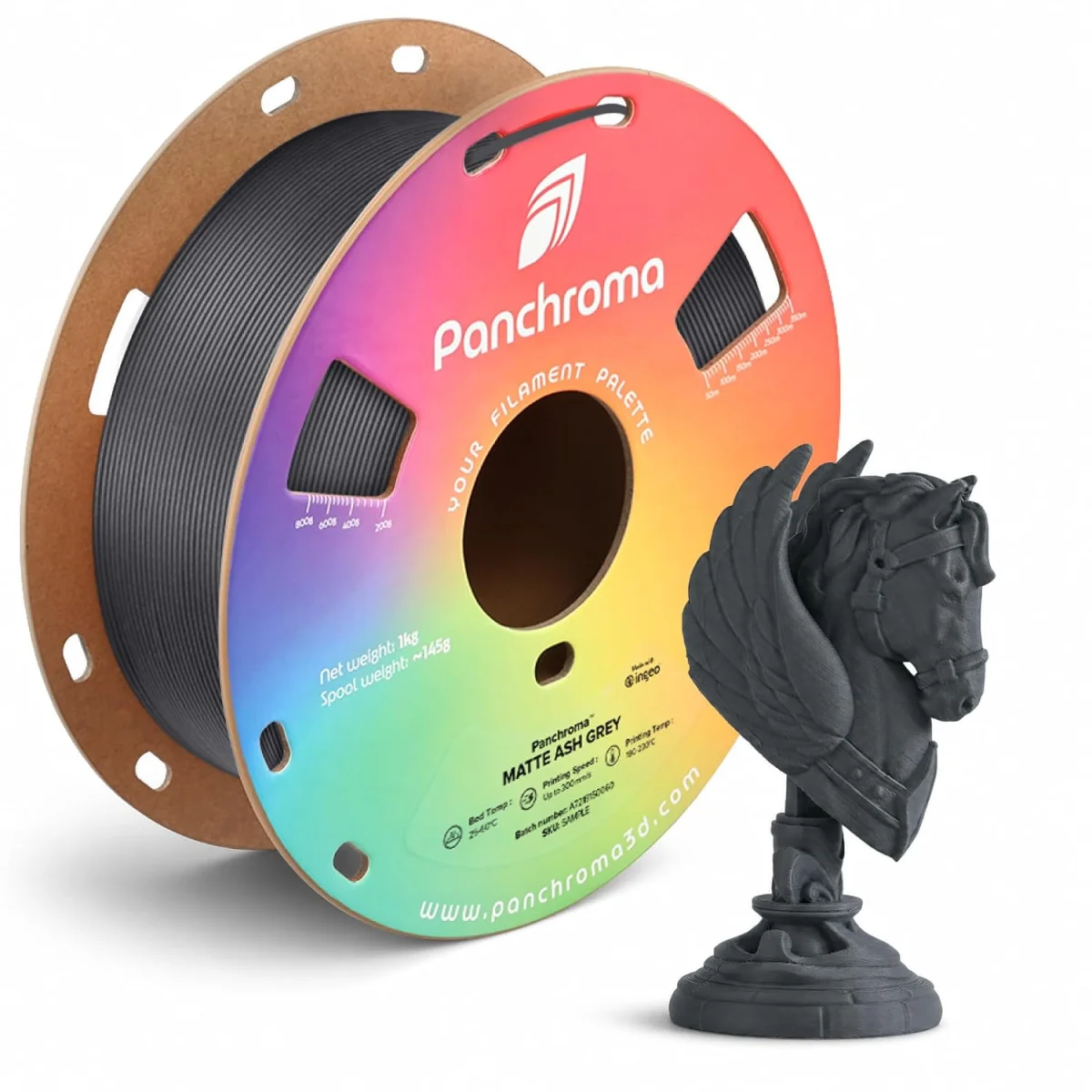 Polymaker Panchroma Matte PLA, 1kg, Ash Grey